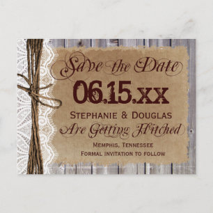Rustic Country Barn Wood Save the Date Postcards