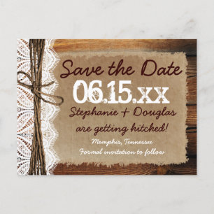 Rustic Country Barn Wood Save the Date Postcards