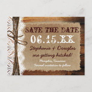 Rustic Country Barn Wood Save the Date Postcards
