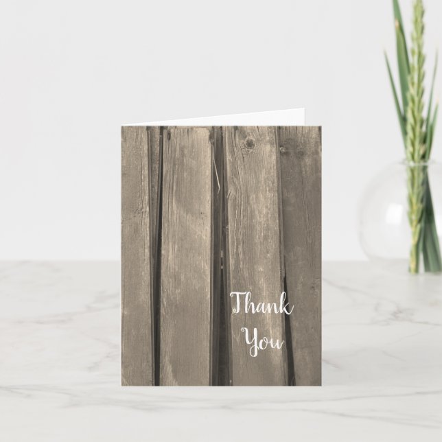 Rustic Country Barn Wood Thank You Card (Front)