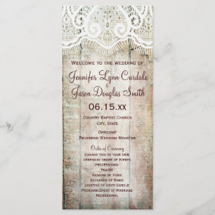 Rustic Country Barn Wood Vertical Wedding Programs