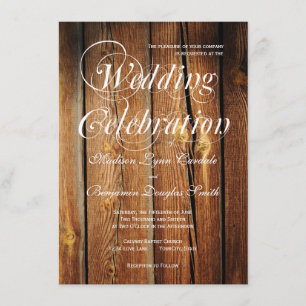 Rustic Country Barn Wood Wedding Invitations