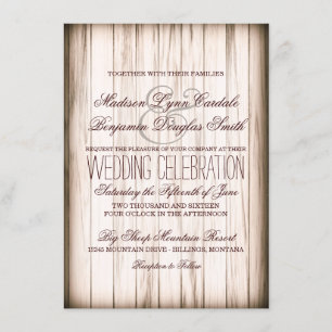 Rustic Country Barn Wood Wedding Invitations
