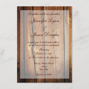 Rustic Country Barn Wood Wedding Invitations
