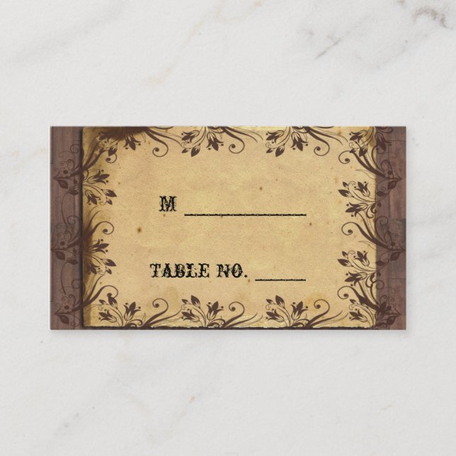 Rustic Country Barn Wood Wedding Place Cards (Front)