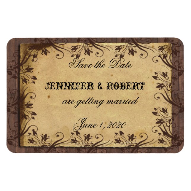 Rustic Country Barn Wood Wedding Save the Date Magnet (Horizontal)