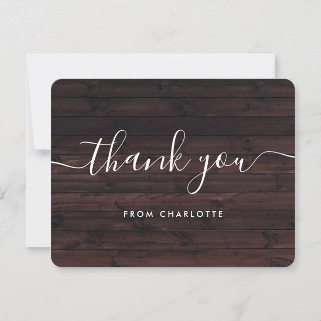 Rustic Country Barn Wood Wedding Shower Birthday Thank You Card (Front)