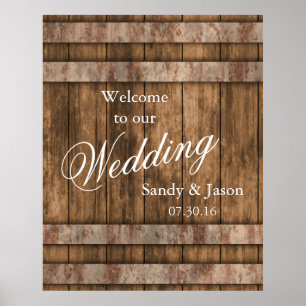 Rustic Country Barn Wood Wedding Welcome Poster