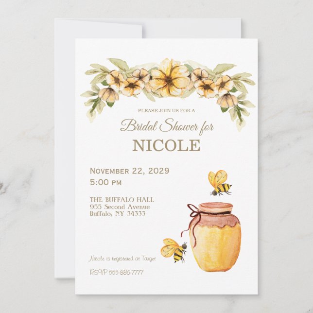 Rustic Country Bee Honey Bridal Showée Invitation (Devant)