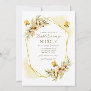 Rustic Country Bees Bridal Shower  Invitation