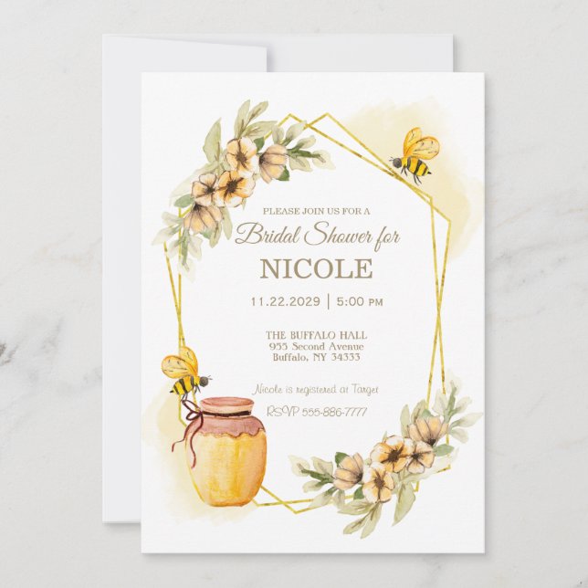 Rustic Country Bees Invitation de la douche nuptia (Devant)