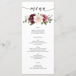 Rustic Country Boho Mariage menu Fête des mariées
