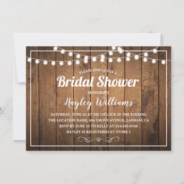 Rustic Country Bois Bridal Showings Invitations (Devant)