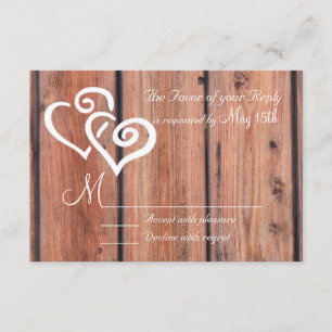 Rustic Country Bois Planches Coeurs Mariage RSVP