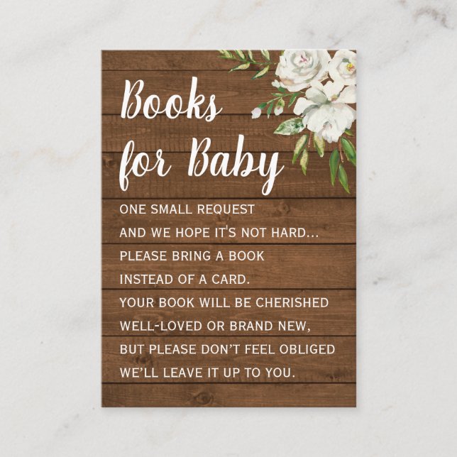 Rustic Country Books for Baby Shower Book Request Enclosure Card (Front)