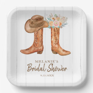 Rustic Country Boots Bridal Shower Custom Paper Plate