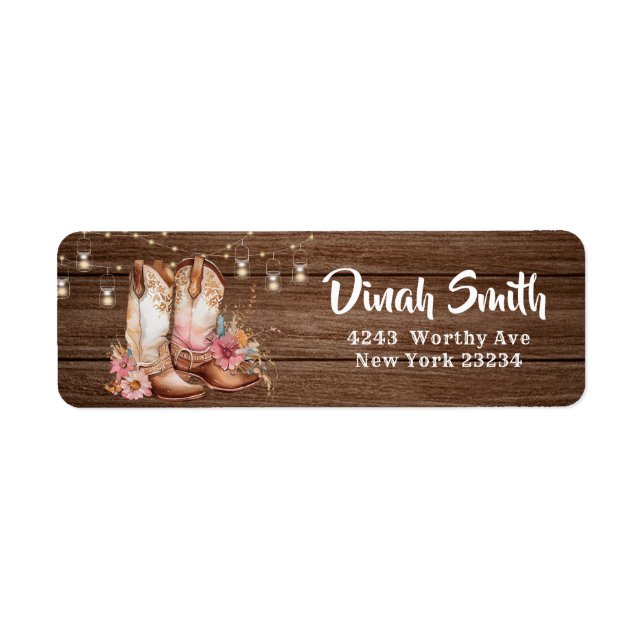 Rustic Country Boots Cowgirl Anniversaire Adresse (Devant)