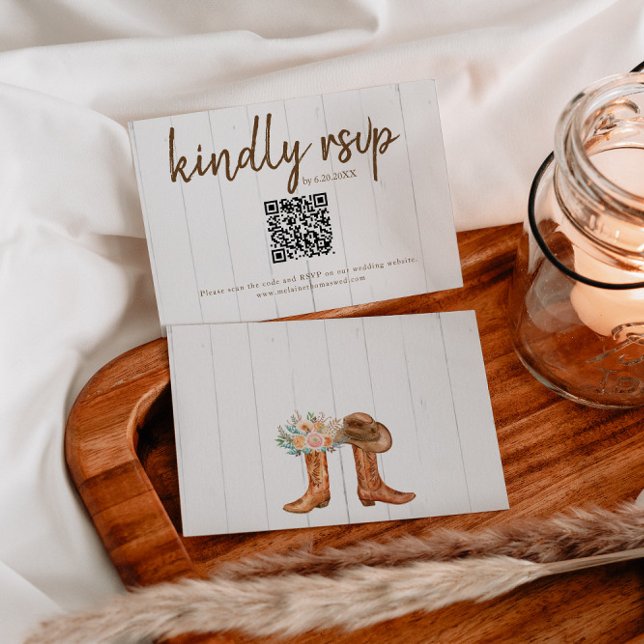 Rustic Country Boots RSVP Card with QR Code (Creator Uploaded)