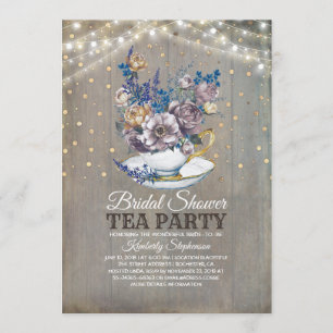 Rustic Country Bridal Shower Tea Party Invitation