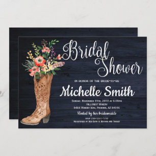 Rustic Country Bridal Western Blue Bridal Shower Invitation