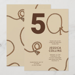 Rustic Country Brown Rope 50th Birthday Party Invitation