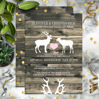 Rustic Country Buck and Doe Wedding Invitation