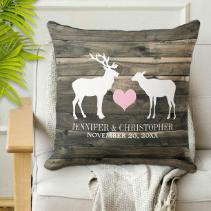 Rustic Country Buck and Doe Wedding Pillow
