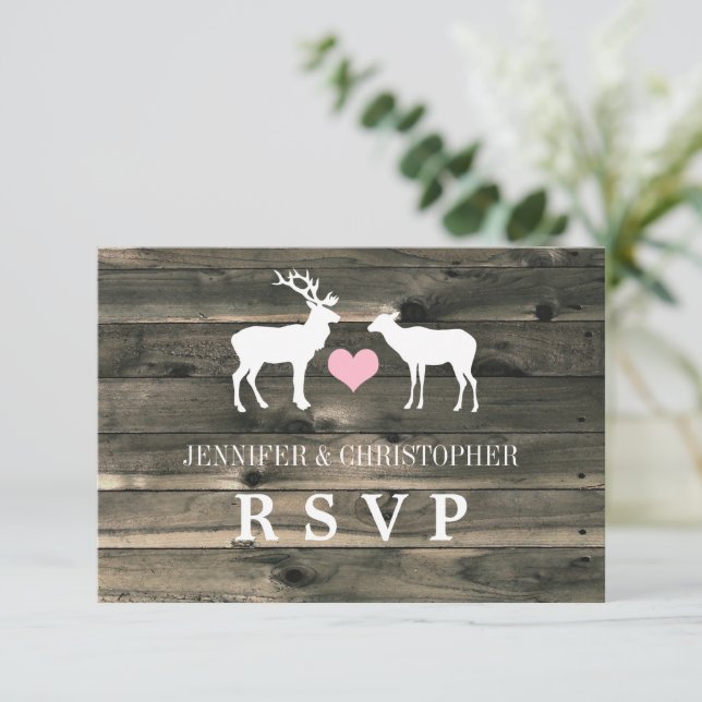 Rustic Country Buck et Doe RSVP Faire-part (Debout devant)