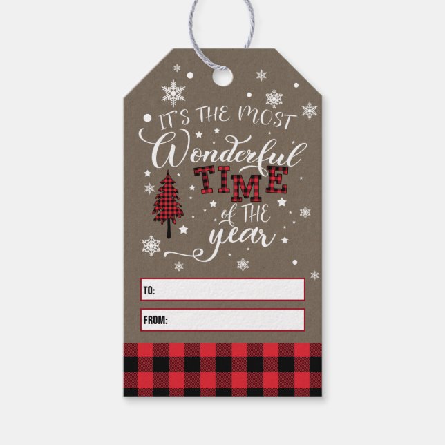 Rustic Country Buffalo Check Gift Tags (Front)