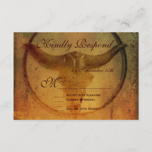 Rustic Country Bull Horns Wedding RSVP Cards