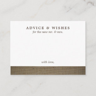 Rustic Country Burlap Advice Cards