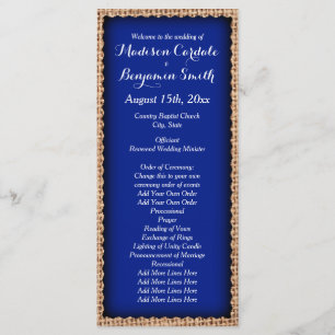 Rustic Country Burlap Blue Wedding Programs