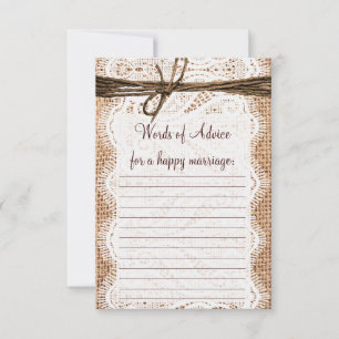 Rustic Country Burlap Bridal Advice Cards