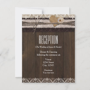Rustic Country Burlap Dentelle et carte de récepti