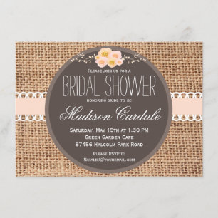 Rustic Country Burlap Invitations de douche nuptia