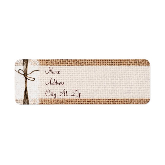 Rustic Country Burlap Lace Twine Étiquettes de adr (Devant)