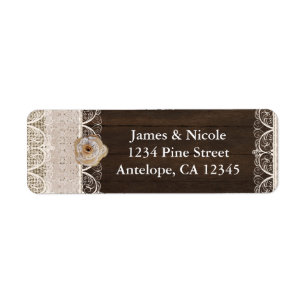 Rustic Country Burlap Lace & Wood Address Labels