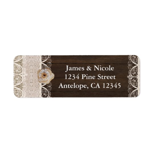 Rustic Country Burlap Lace & Wood Address Labels