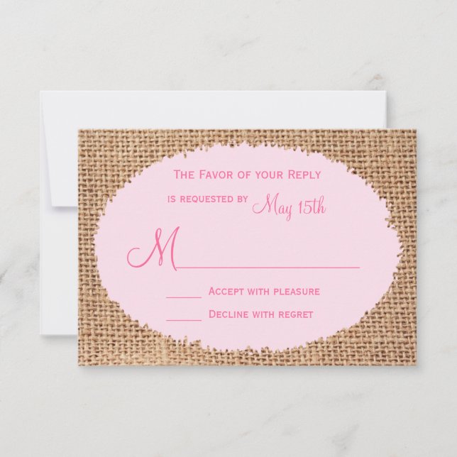 Rustic Country Burlap Rose Wedding Cartes RSVP (Devant)