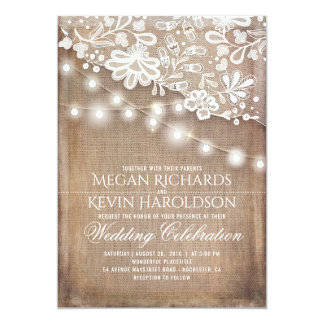 burlap and lace wedding invitations