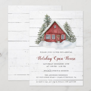 Rustic Country Cabin Holiday Open House Invitation
