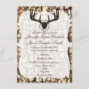 Rustic Country Camo Hunting Antlers Wedding Invite
