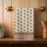 Rustic Country Checks Chicken Monogram | Name Kitchen Towel<br><div class="desc">Great decor for country kitchens, this design set features a background pattern with a chicken and her chicks with a mocha brown country gingham check pattern on bottom and red accent text where you can add your initial, name or other text (e.g. "Chicken Mom"). These make wonderful housewarming, wedding, holiday...</div>