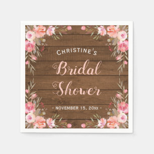 Rustic Country Chic Bridal Shower Floral Paper Napkin