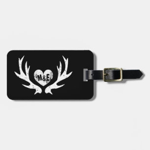Rustic country chic deer antler travel luggage tag