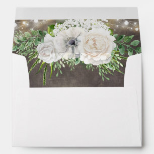 Rustic Country Chic Floral String Lights Wedding Envelope