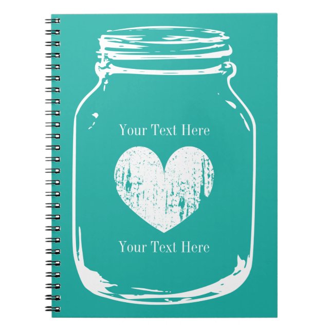 Rustic country chic mason jar notebook journal (Front)