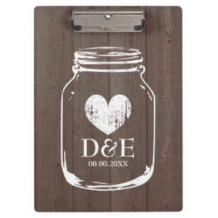 Rustic country chic mason jar wedding clipboard