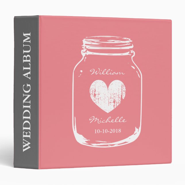 Rustic country chic mason jar wedding photo book binder (Front/Spine)