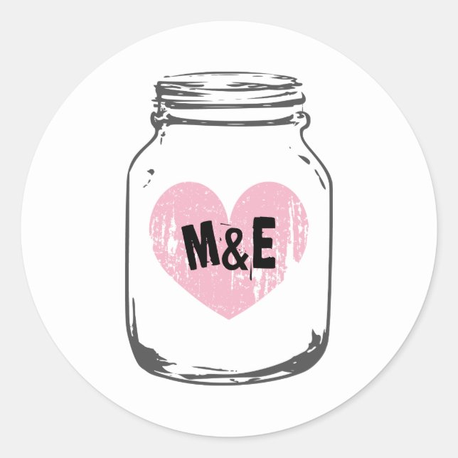 Rustic country chic mason jar wedding stickers (Front)